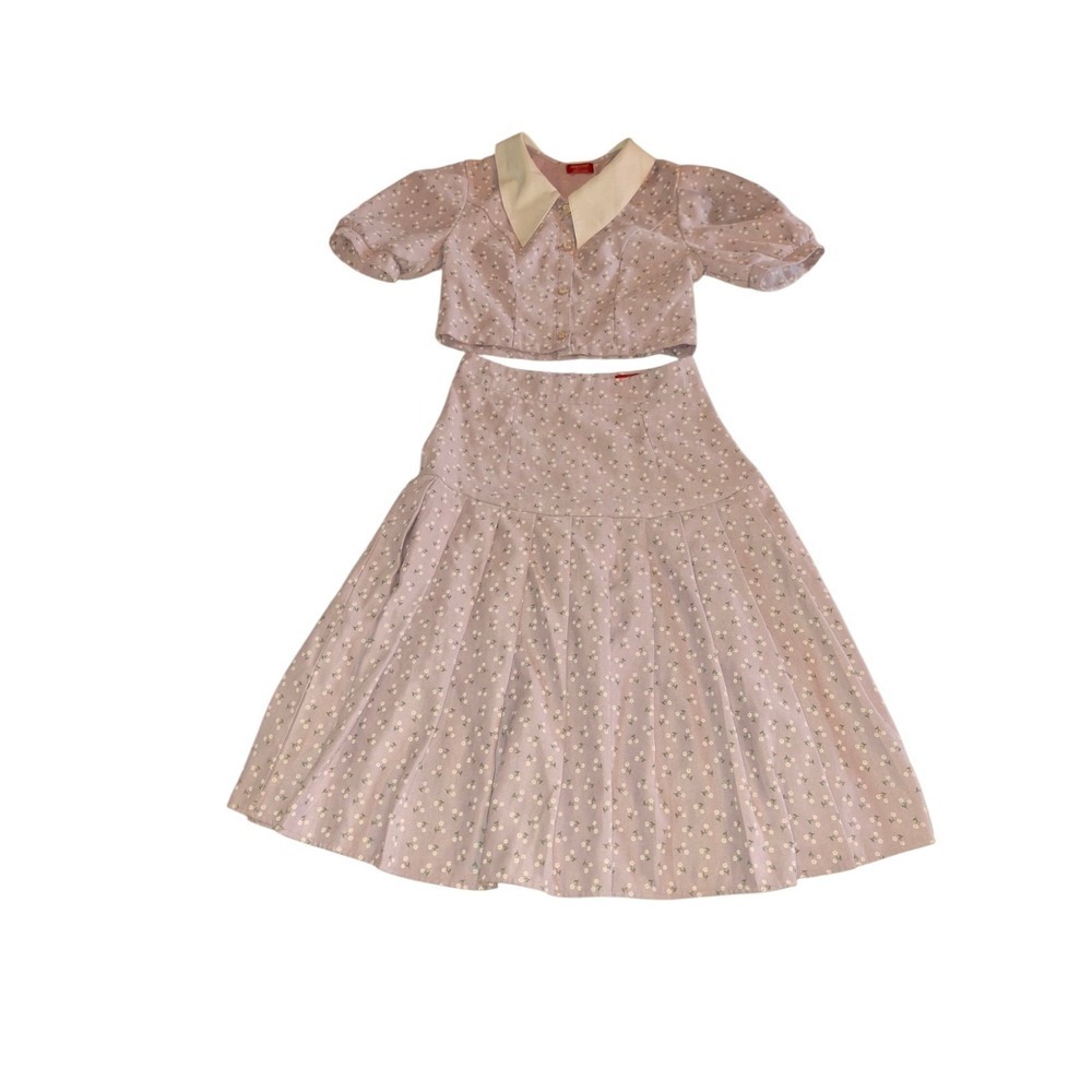 1940s Retro Vintage 2 Piece Outfit Puff Sleeves Skirt Cottagecore Prairie